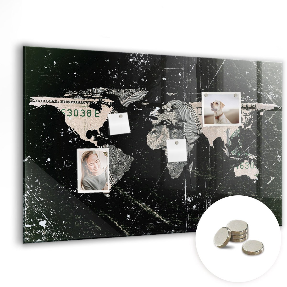 Coloray Glazen Magneetbord - Magnetisch Bord Keukengerei - 90x60 cm - Zwart-wit Magneetbord - Magnetic Board - Keuken Decoratie