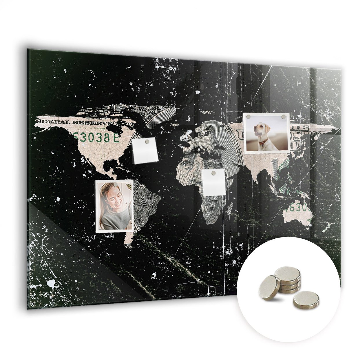 Coloray Glazen Magneetbord - Magnetisch Bord Riviergebergtelandschap - 100x70 cm - Zwart-wit Magneetbord - Magnetic Board - Woonkamer Decoratie