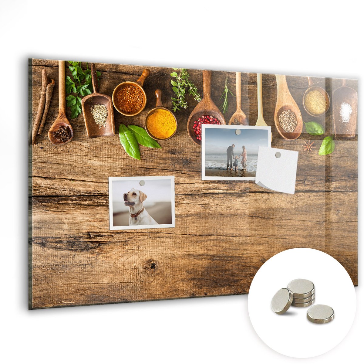 Coloray Glazen Magneetbord - Magnetisch Bord Lepels kruiden - 60x40 cm - Bruin Magneetbord - Magnetic Board - Keuken Decoratie