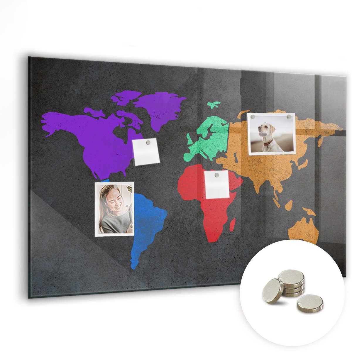 Coloray Glazen Magneetbord - Magnetisch Bord Bevroren muur - 90x60 cm - Veelkleurig Magneetbord - Magnetic Board - Magneetbord Design