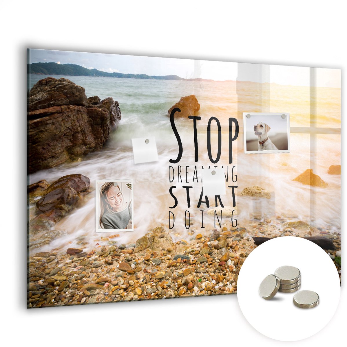 Coloray Glazen Magneetbord - Magnetisch Bord Wereldkaart - 100x70 cm - Veelkleurig Magneetbord - Magnetic Board - Magneetbord Design