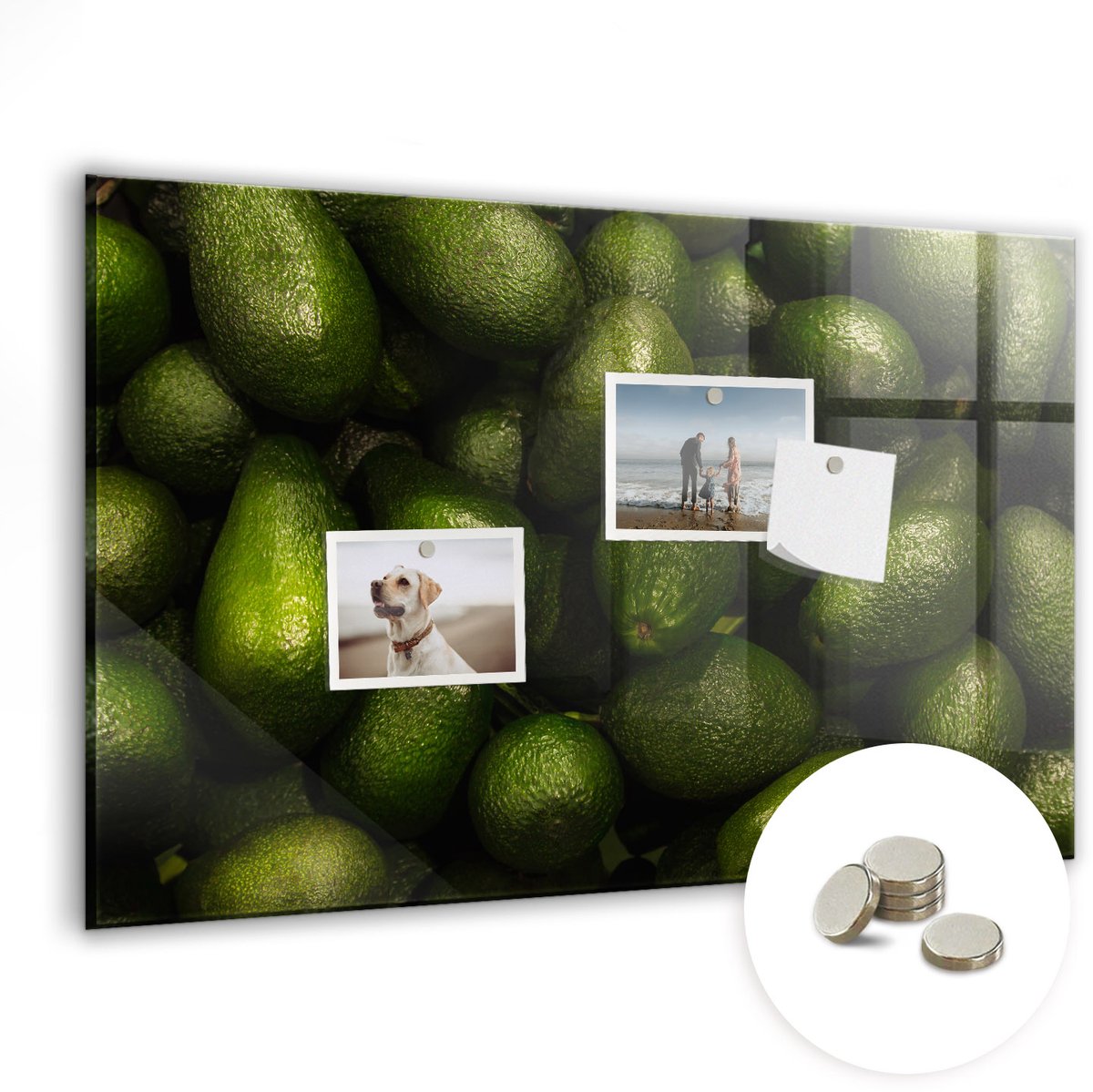 Coloray Glazen Magneetbord - Magnetisch Bord Avocado - 60x40 cm - Groente Magneetbord - Magnetic Board - Keuken Decoratie