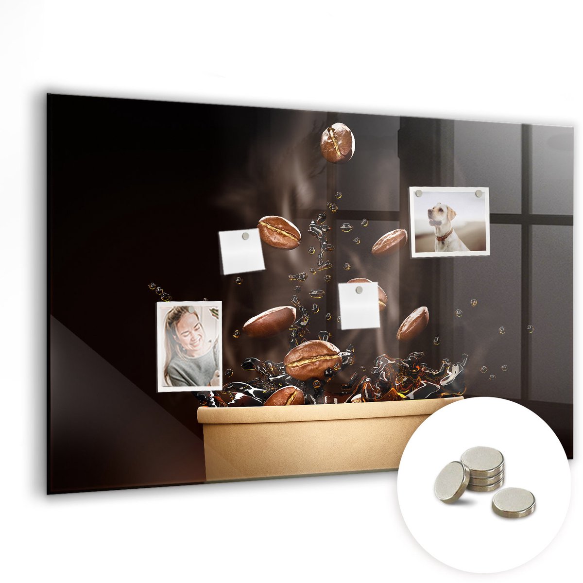 Coloray Glazen Magneetbord - Magnetisch Bord Chocoladerepen - 90x60 cm - Bruin Magneetbord - Magnetic Board - Memobord