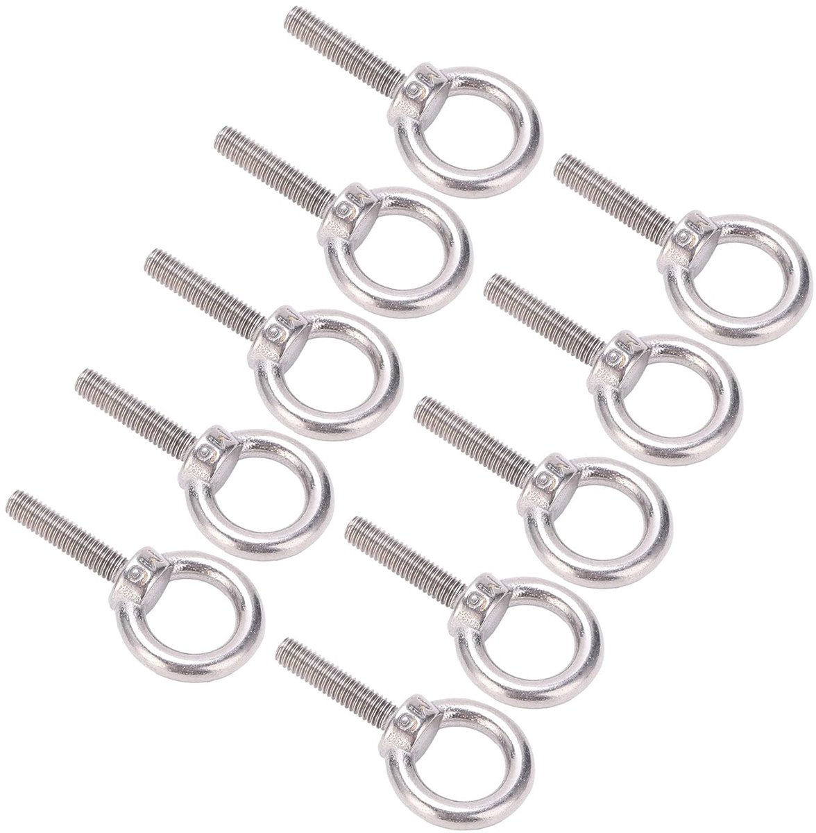 SnelShoppen - 10 Stuks Oogbout M6x25, 304 RVS Hijsring Schroefbevestiging voor Poorten, Elektriciteit, Staal, Bouw en Meer