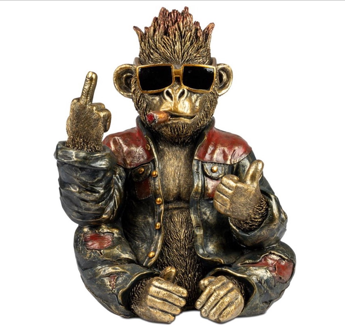 Gorilla - Ruig - Stoer - Beeld - Polyresin - Goud - Zwart - Formano - 34x25x20cm - Beeld - Decoratie - Cool!!