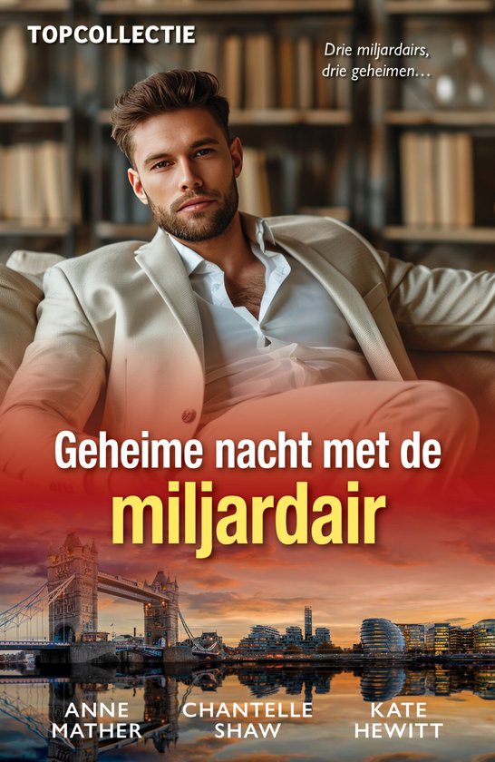 Boekcover met een man in een wit pak en de tekst 'Geheime nacht met de miljardair'.