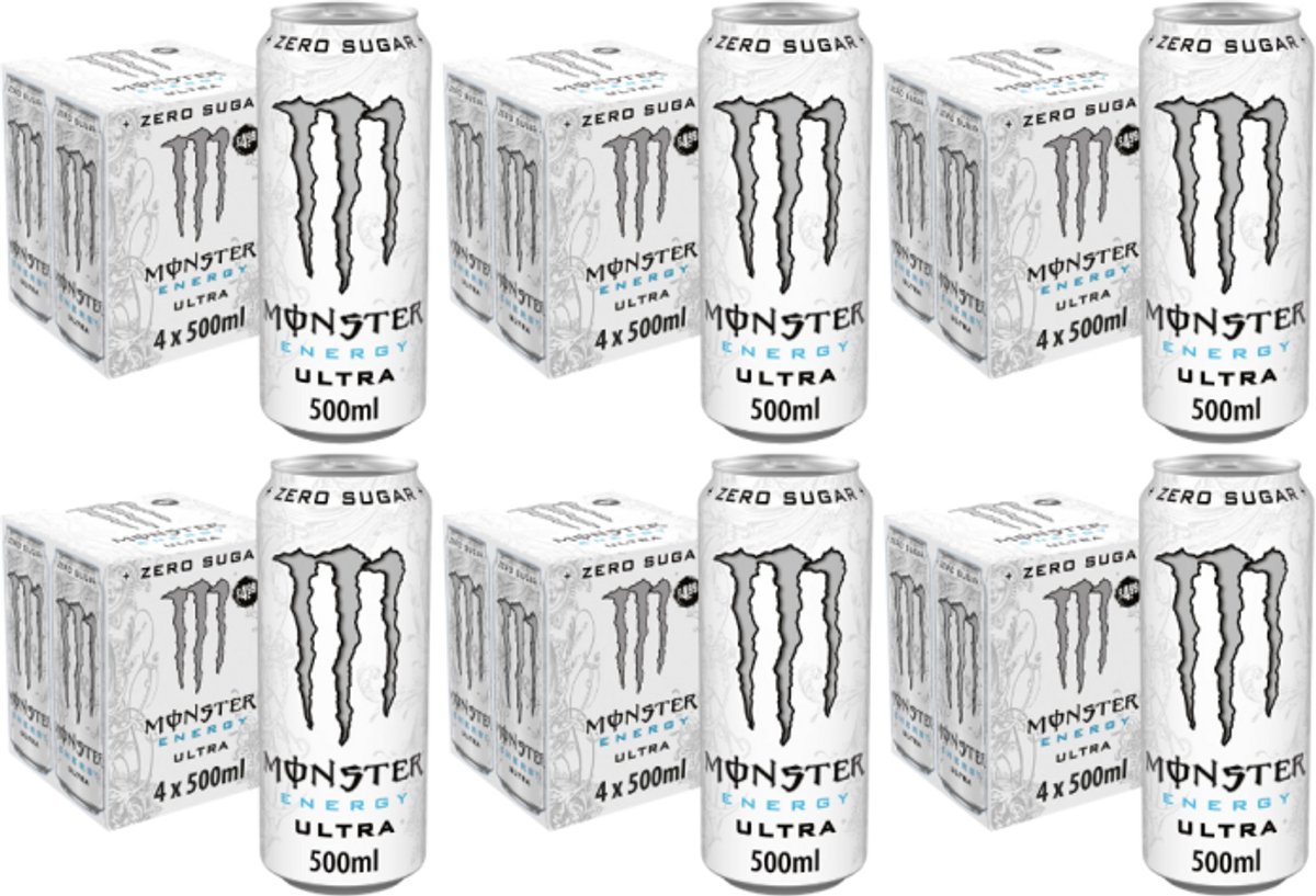 Monster Ultra White Energy Drink – 24 Blikken à 500 ml – Suikervrij – 6x 4-Pack – 12 Liter
