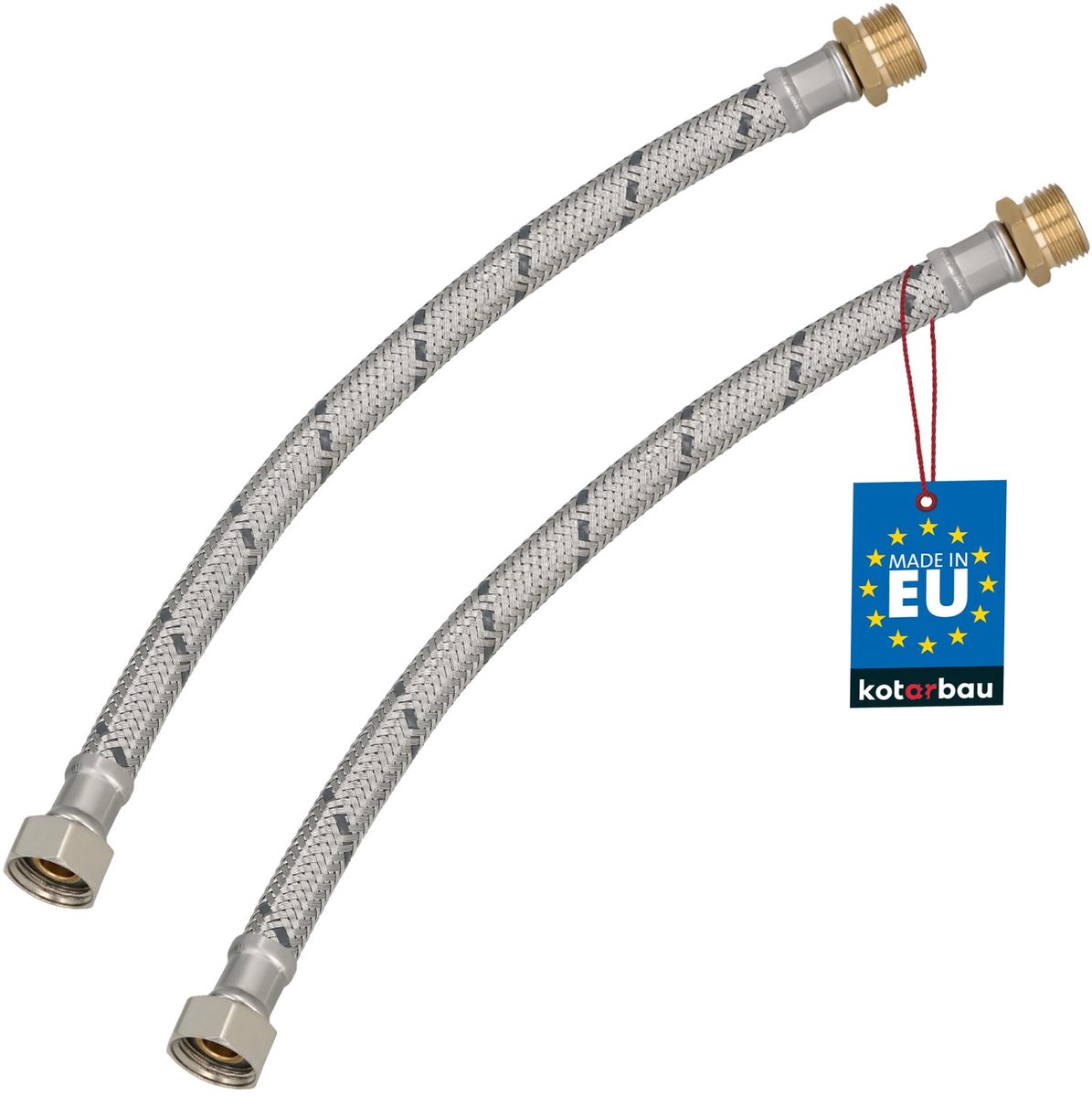 KOTARBAU® 2 Stuks - Flexibele Aansluitslang 3/8"x3/8" - Sanitaire Aansluitslang 30 cm - Flexibele Kraanslang - Buitendraad x Binnendraad - Aansluitslang Armatuur - Gevlochten Roestvrijstalen Aansluitslang