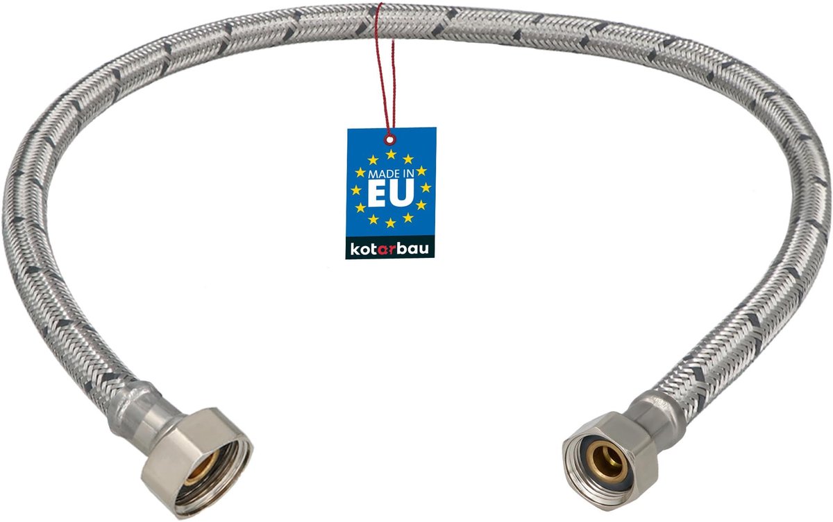 KOTARBAU® Flexibele Aansluitslang 1/2“ x 3/8“ - Flexibele Kraanslang 60 cm - Sanitaire Aansluitslang - Flexibele Verbindingsslang - Aansluitslang Armatuur - met Roestvrijstalen Vlechtwerk