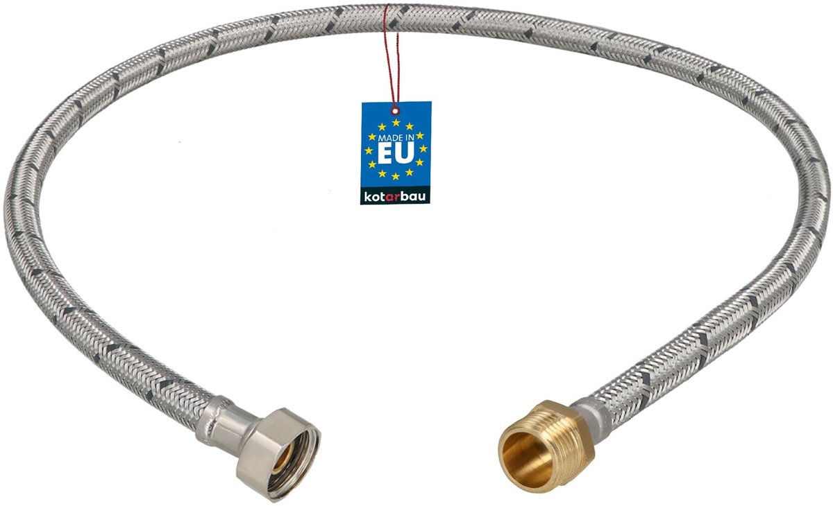 KOTARBAU® Flexibele Aansluitslang 1/2"x1/2" - Sanitaire Aansluitslang 90 cm - Flexibele Kraanslang - Buitendraad x Binnendraad - Aansluitslang Armatuur - Gevlochten Roestvrijstalen Aansluitslang