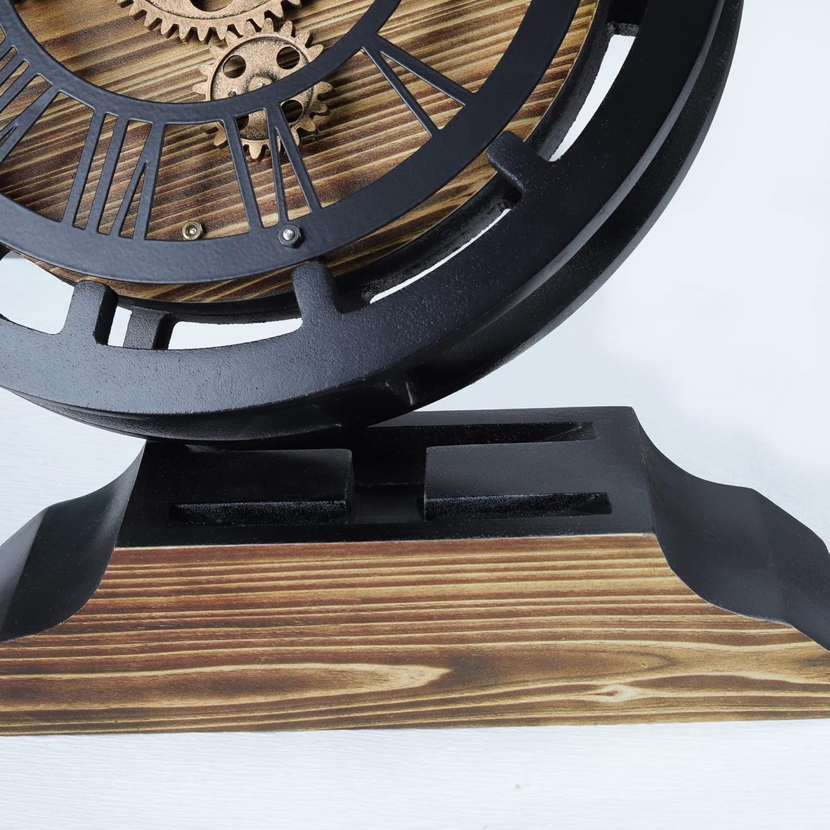 10 Inch Houten Vintage Wand- en Tafelklok met Bewegende Tandwielen - Rustieke Decoratie voor Thuis — cadeau in Wonen & Interieur - foto 5