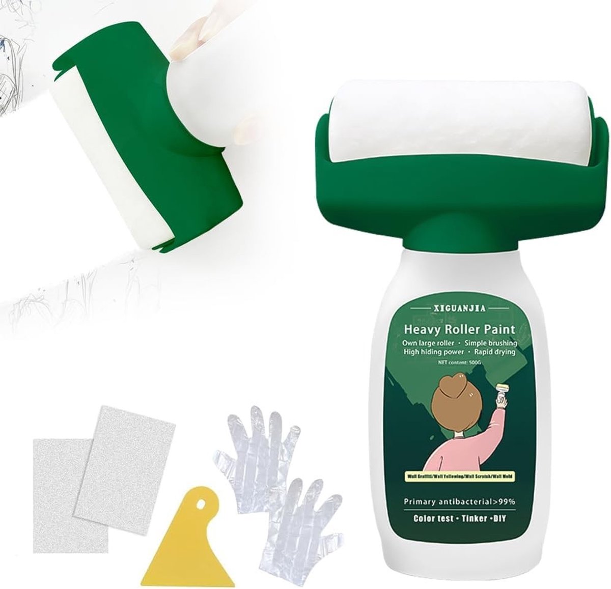 Witte Muurverf Reparatiekit 500 g - 2-in-1 Muurverf voor Muurherstel, Watergedragen en Latex Verf, Ideaal voor Beschadigde Muren