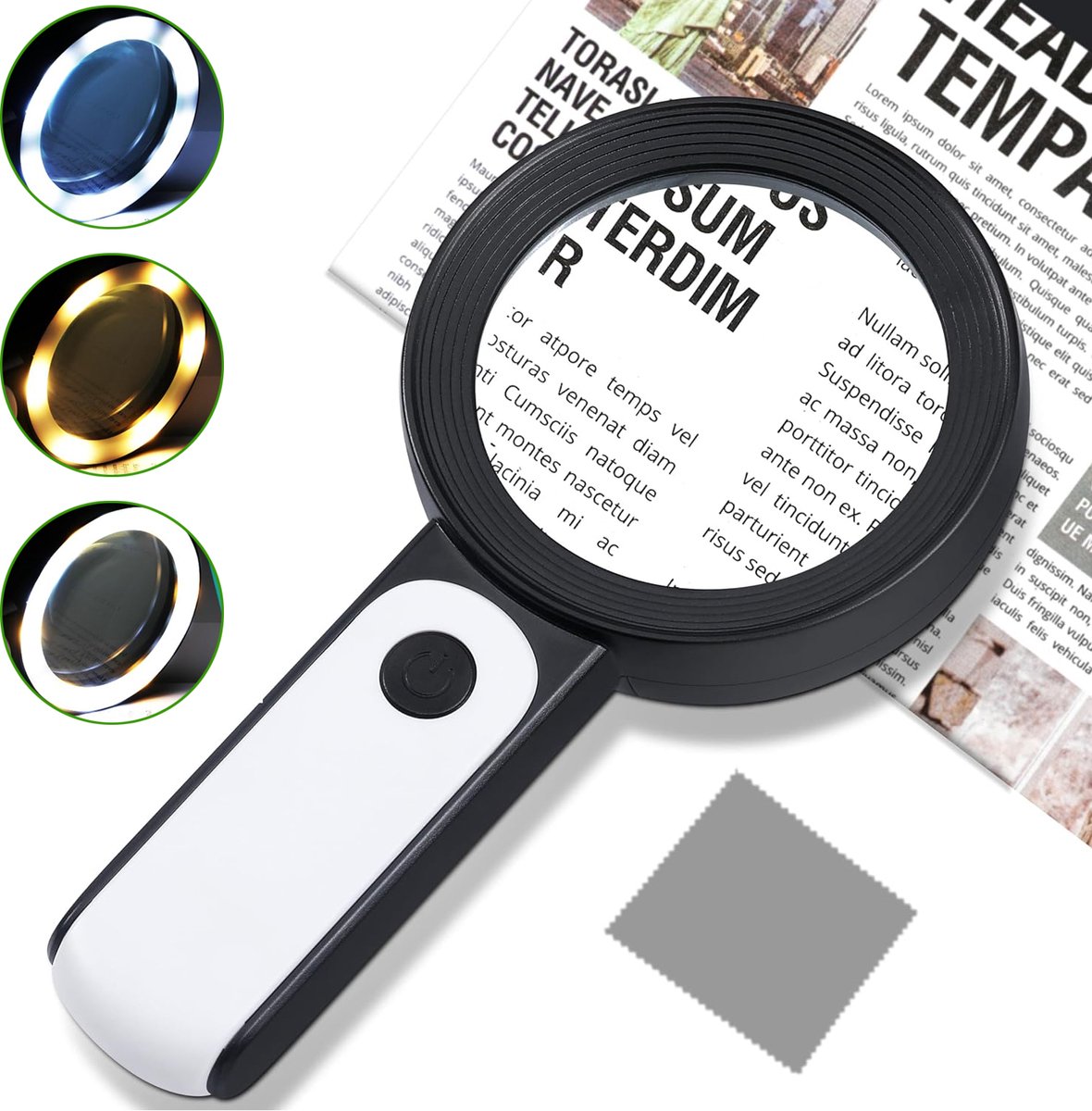 Vergrootglas Met Led-Verlichting - 30X Handvergrootglas - Verlicht Vergrootglas - 3 Standen - Geschikt Voor Senioren Lezen Munten Postzegels