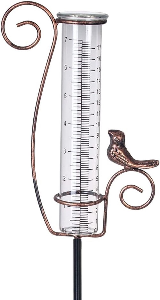 Regenmeter voor Buiten - Metalen Voorkant - 7 Inch - Glazen Buismeter - Voor Tuin en Tuindecoratie