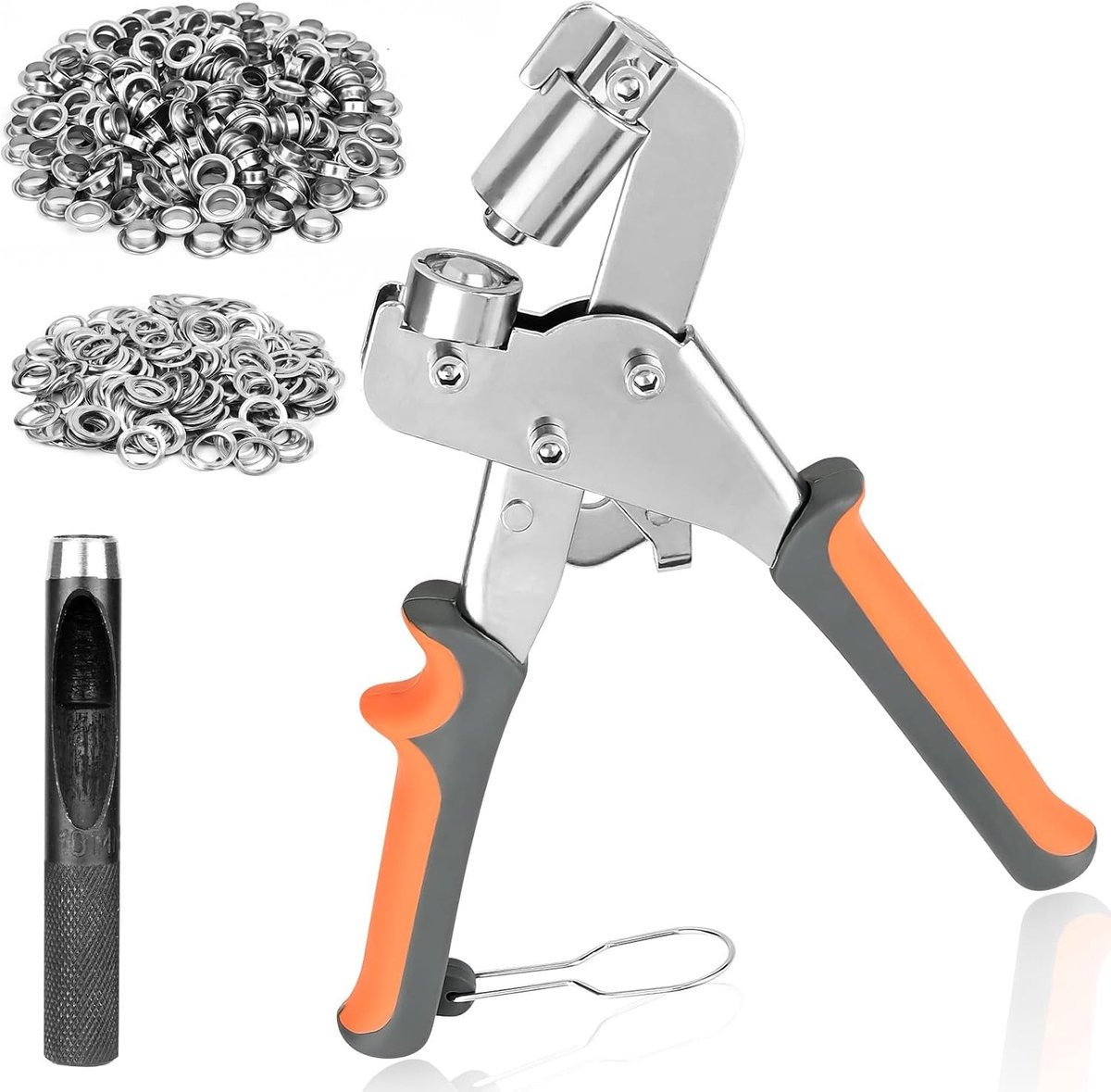 Professionele Oogtang Set - Zwart - Ø 10 mm - Magnetische Oogstans van Koolstofstaal - Voor Stof en Leer