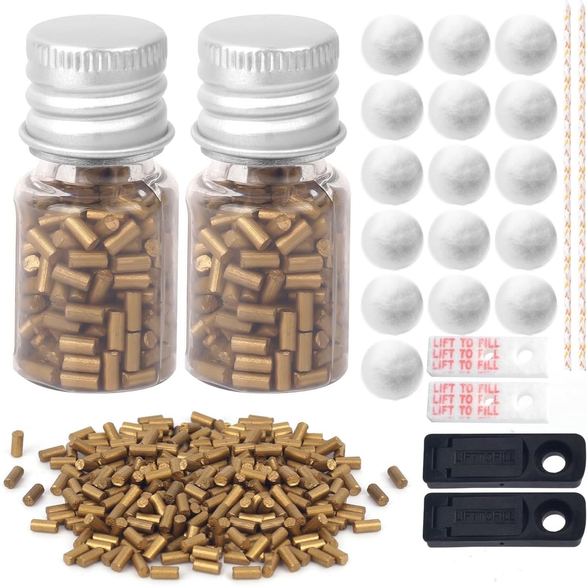 Vervangende Aansteker Vuursteentjes Set - Goud - 2.2 x 5 mm - Universele Vuurstenen met Aanstekerlonten en Rubberpakkingen - Voor Onderhoud Aanstekers