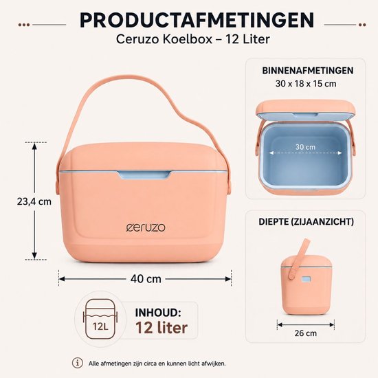 Ceruzo Koelbox 12 Liter - Verstelbare Schouderband - Roze - Geschikt voor IJsblokjes van Ceruzo — afbeelding 2