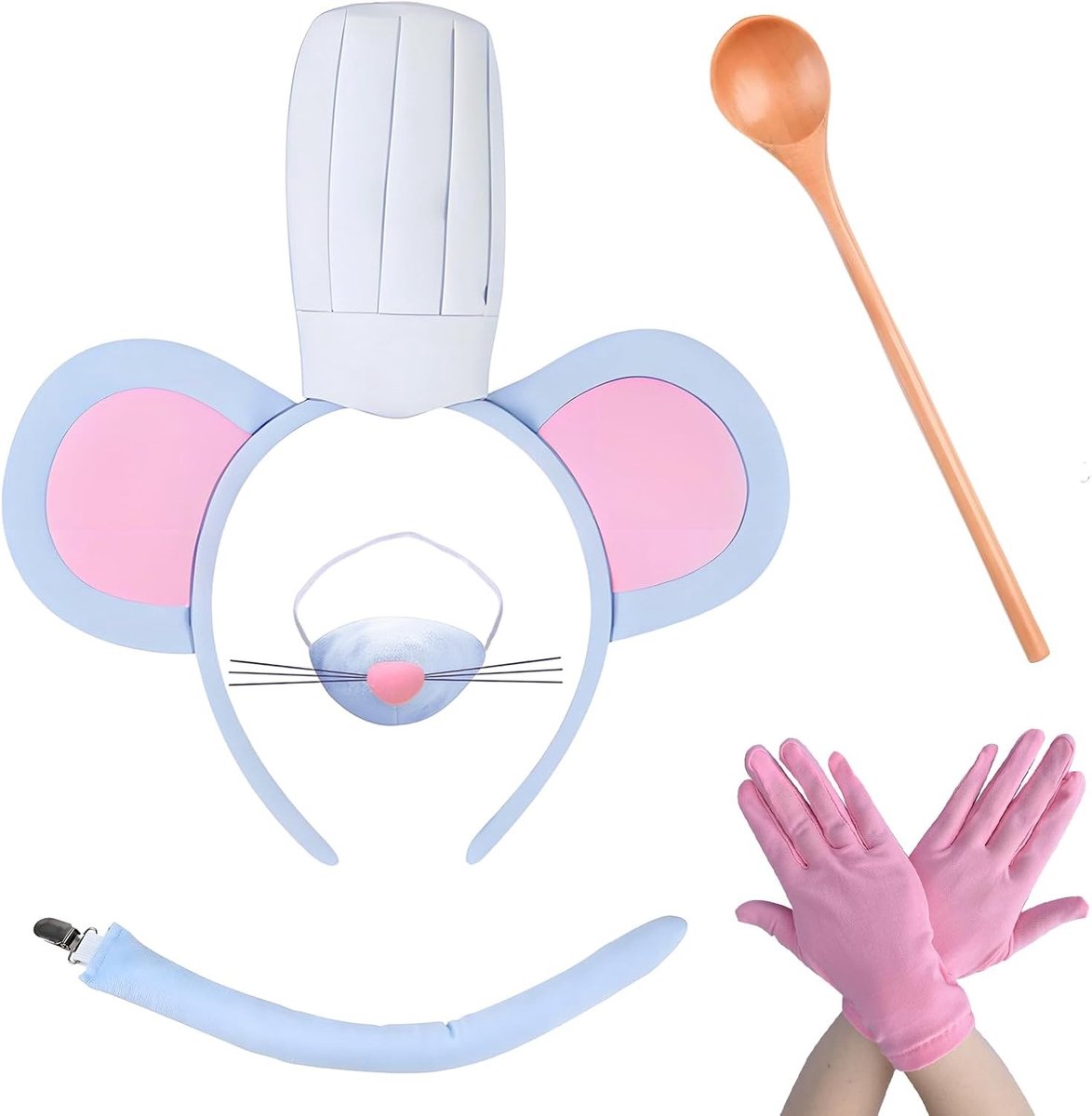 Vijfdelige Muizen Kostuumaccessoires voor Carnaval en Feestjes met Oren, Staart en Hoofdband