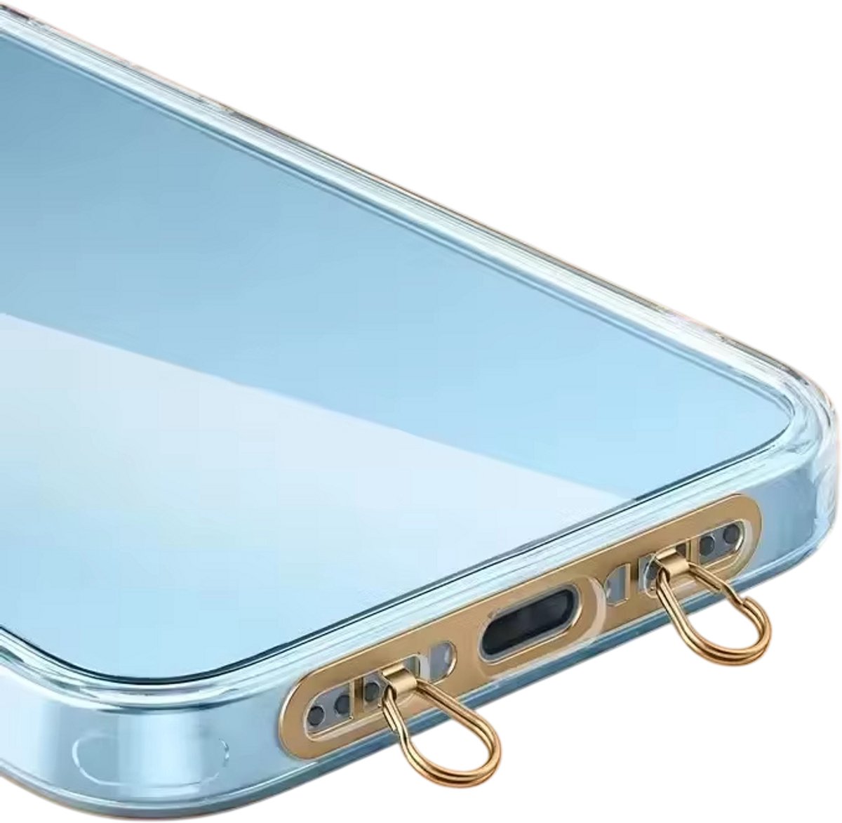 Universele Telefoonkoord Adapter van RVS – Ultradunne Bevestigingsplaat voor Smartphone Lanyard - Goud