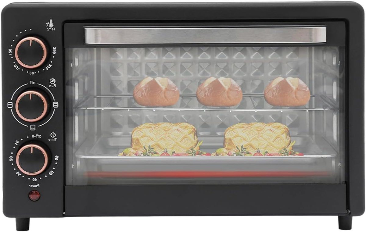 Heteluchtoven - Mini oven - Veelzijdig koken - Snelle gelijkmatige warmte - 22 Liter - Zwart