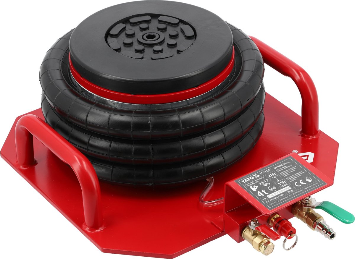 Professionele Pneumatische Balgkrik – 4 Ton (4.000 kg) – 3 Balgen – Hefhoogte 15–40 cm – Met Transportgrepen