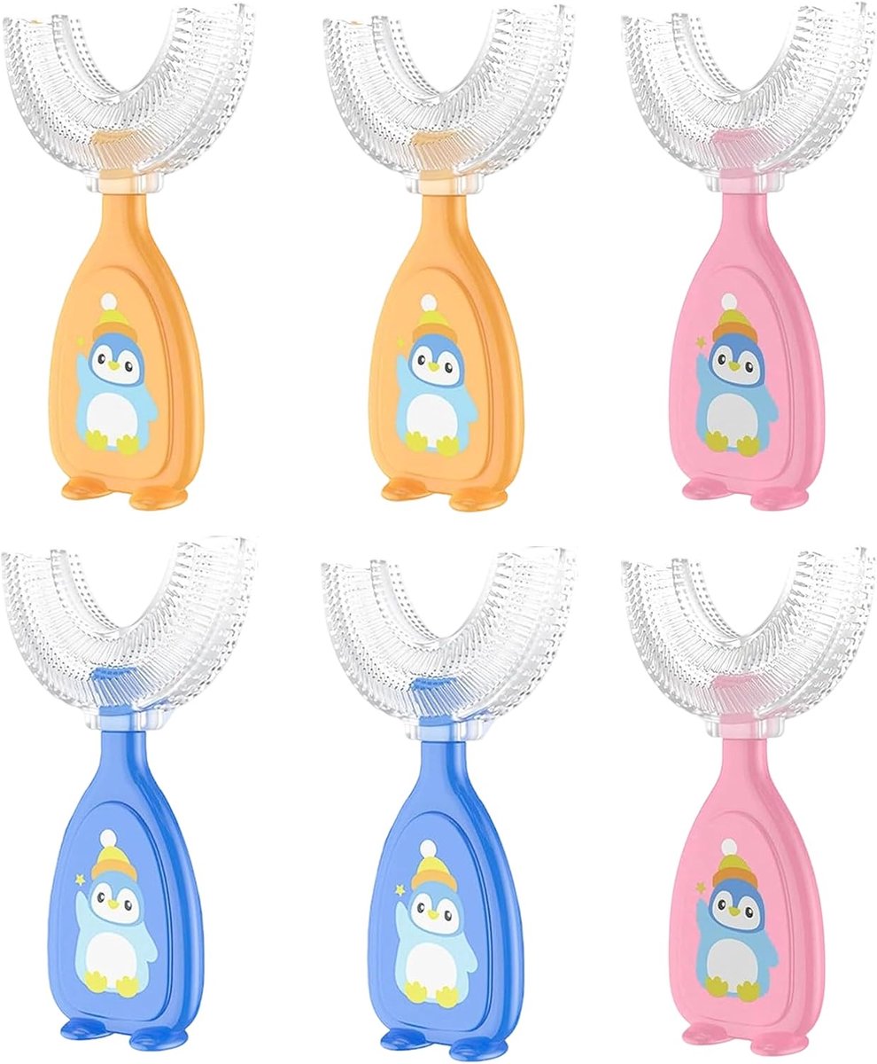 Pack of 6 Children's Toothbrush, 360° Deep Cleaning, U-Shaped Children's Toothbrush, Massage Gum, Manual Toothbrush - ShopVlot