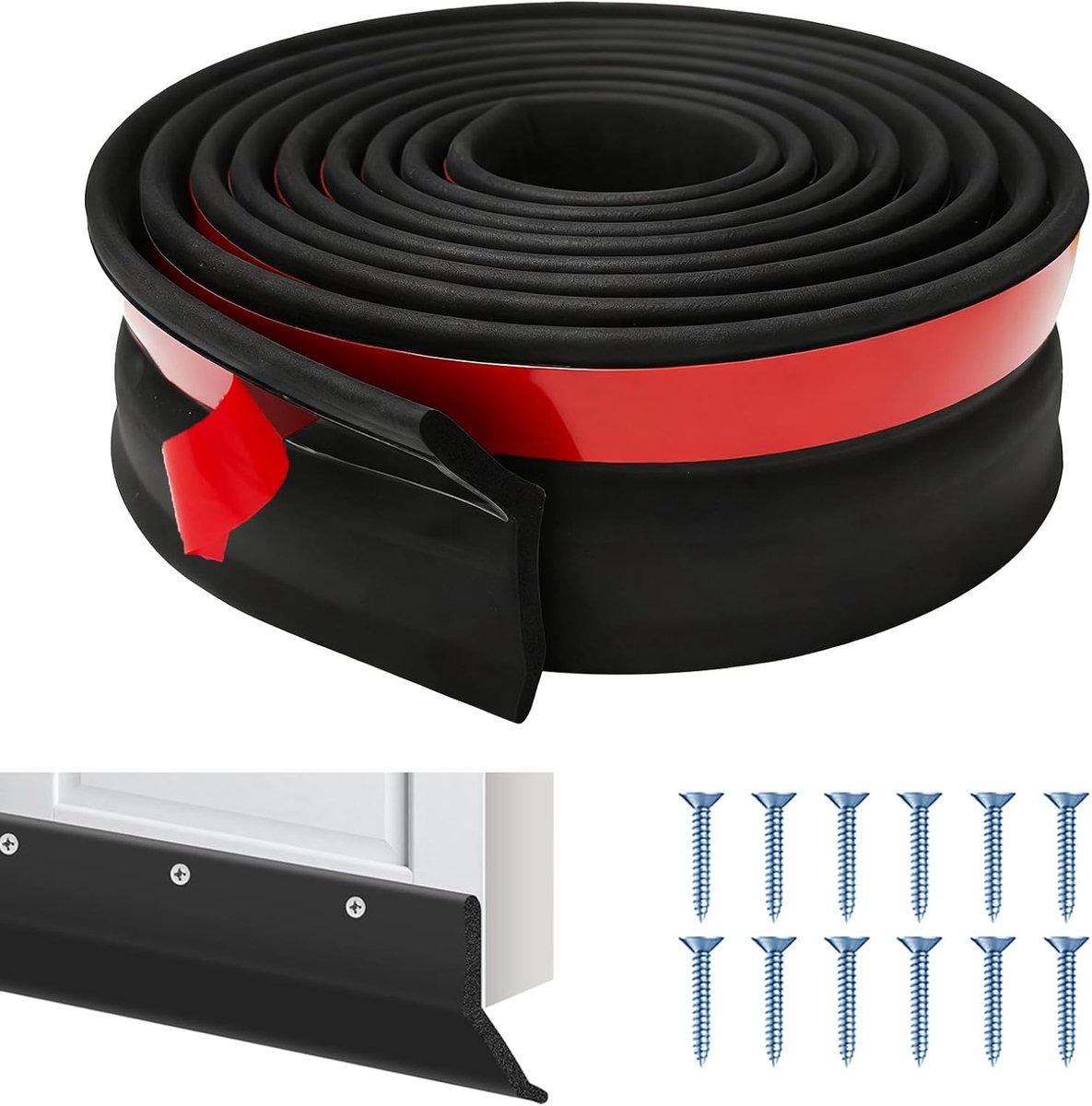 Garagedeurafdichting 3 m - universele rubberen afdichtingsstrip - zelfklevend met spijkers - bescherming tegen tocht - ShopVlot