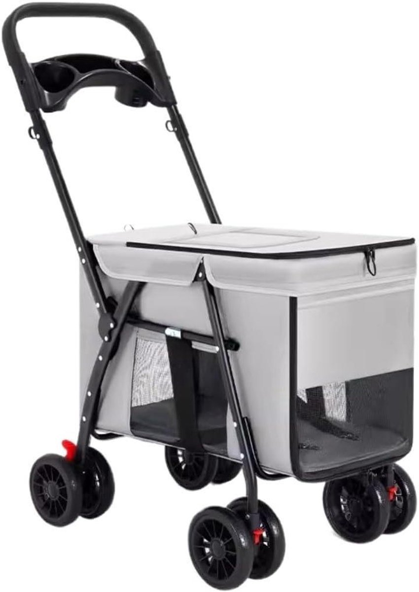 Hondenbuggy - Huisdier Wandelwagen - Reizen met huisdier - Opvouwbaar lichtgewicht ontwerp - 30 kg draagvermogen - Grijs
