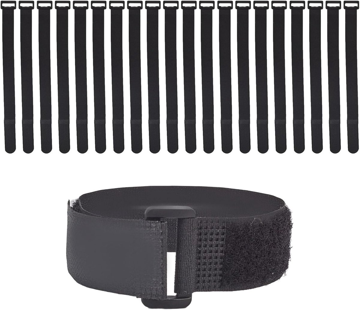 SnelShoppen - 20 stuks Kabelbinders 12 x 1 inch Herbruikbaar met Klittenbandsluiting, Verstelbare Multifunctionele Riemen voor Thuis, Tuin, Camping, K
