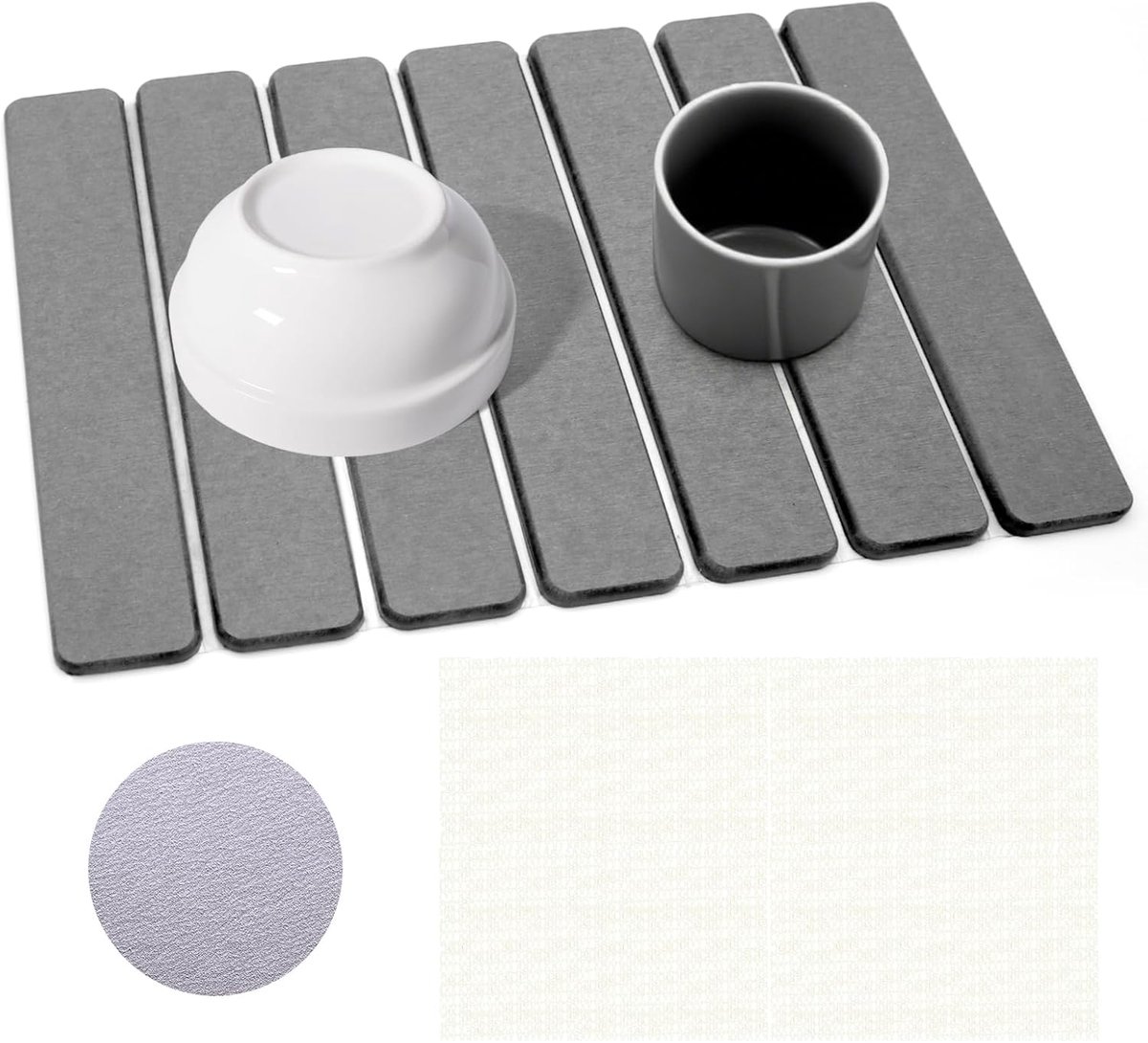 Dish Dish Dish Draining Mat, 40 x 30 cm, Foldable Sink Mat, Draining Mat, Diesh Gurus, Water Absorbent, Quick Dry - ShopVlot