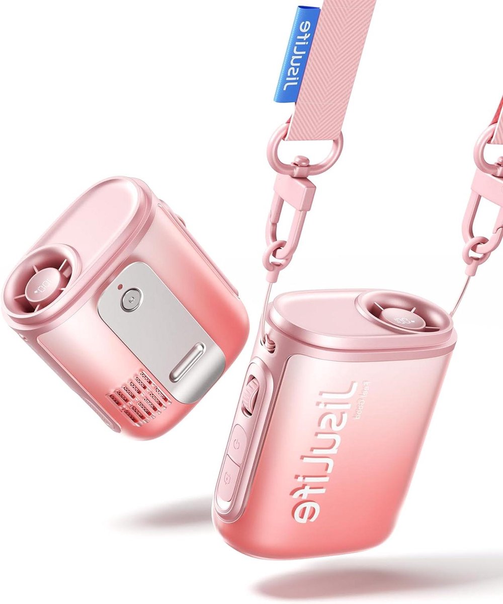 Halsventilator - Draagbare Fan - Koelte Onderweg - 16 Uur Batterij - 4500 mAh - Roze