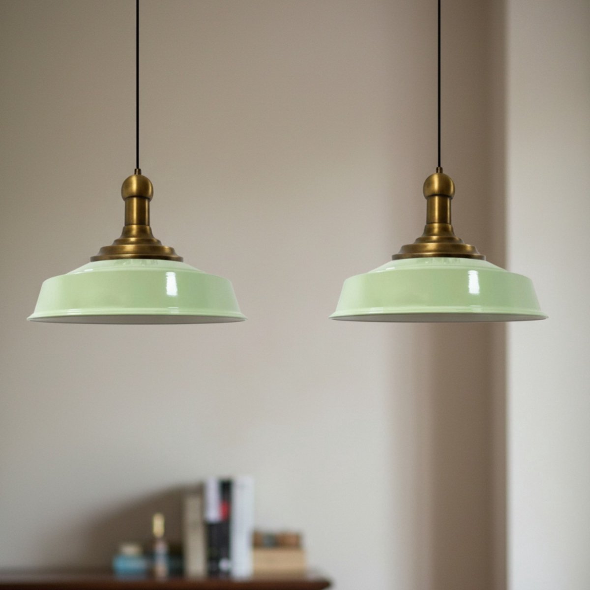 Bamyum Asletl hanglamp, industriële Modern stijl, Ø41 cm, groen metalen lamp