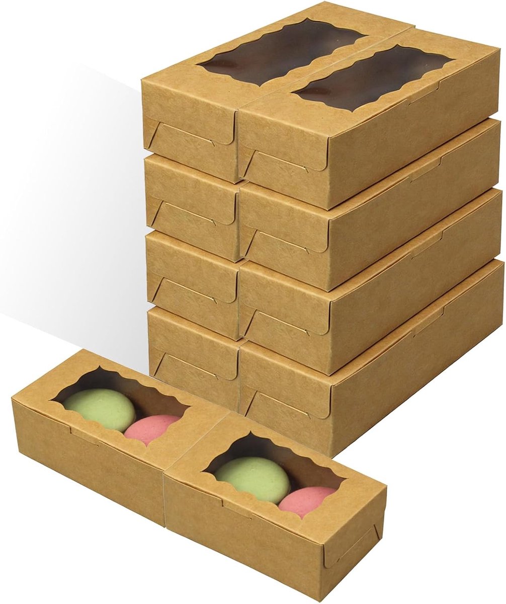 Cookie dozen 20 stuks met kijkvenster - 13,5 x 7 x 2 cm - milieuvriendelijk papier - SnelShoppen