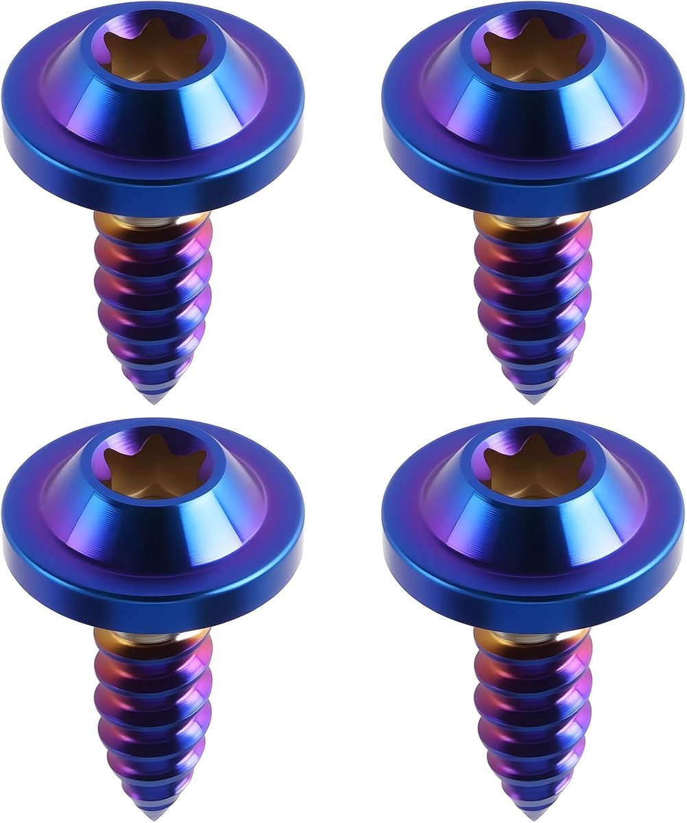 SnelShoppen - 4 Stuks Titanium Schroeven M5x15mm Torx Kop Zelftappende Schroeven voor Motorfiets en Fiets, Brandblauw