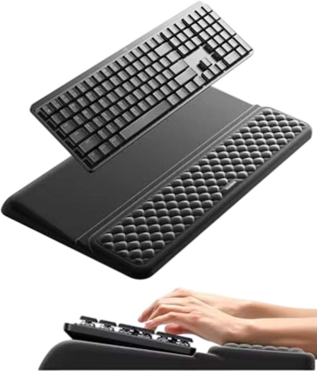 Ergonomische Toetsenbordstandaard met Polssteun – Toetsenbord Verhoger met Polssteun, Ergonomische Toetsenbord Steun voor PC, Laptop en Bureau - Zwart