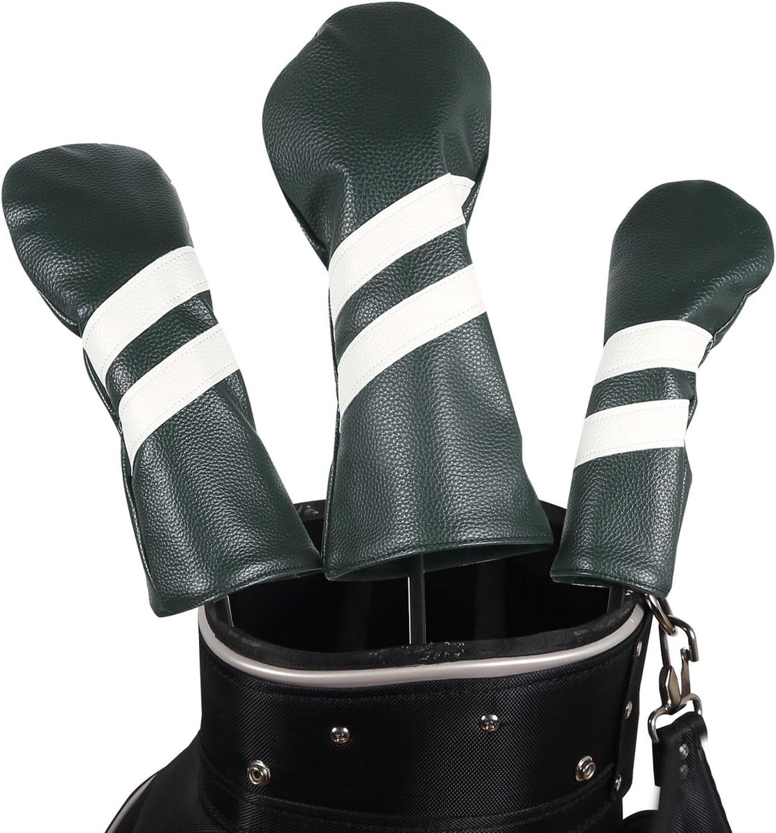 SnelShoppen - 3 Pack Golfclub Hoofdkappen, PU Driver Fairway Hout Hybrid Hoofdkappen met Rotatable Label voor Sport Buitenactiviteiten