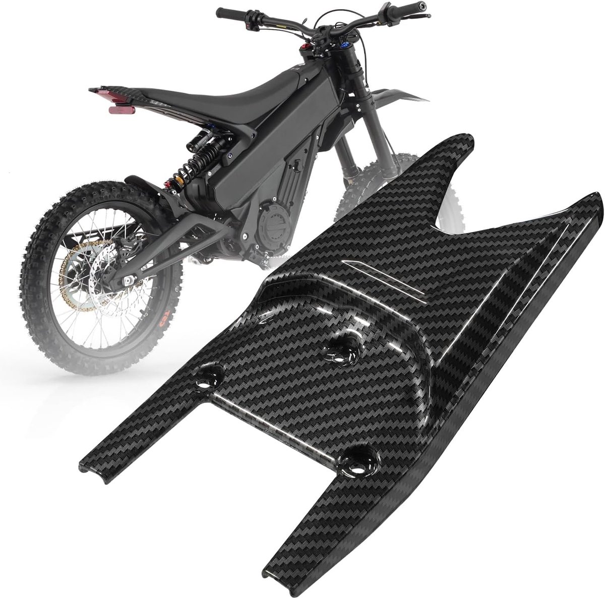 SnelShoppen - Motorfiets Achterspatbord Koolstofvezel Patroon Seat Tail Spatbord voor Talaria Sting X3 - Duurzaam, Lichtgewicht, Perfecte Pasvorm, Zwa