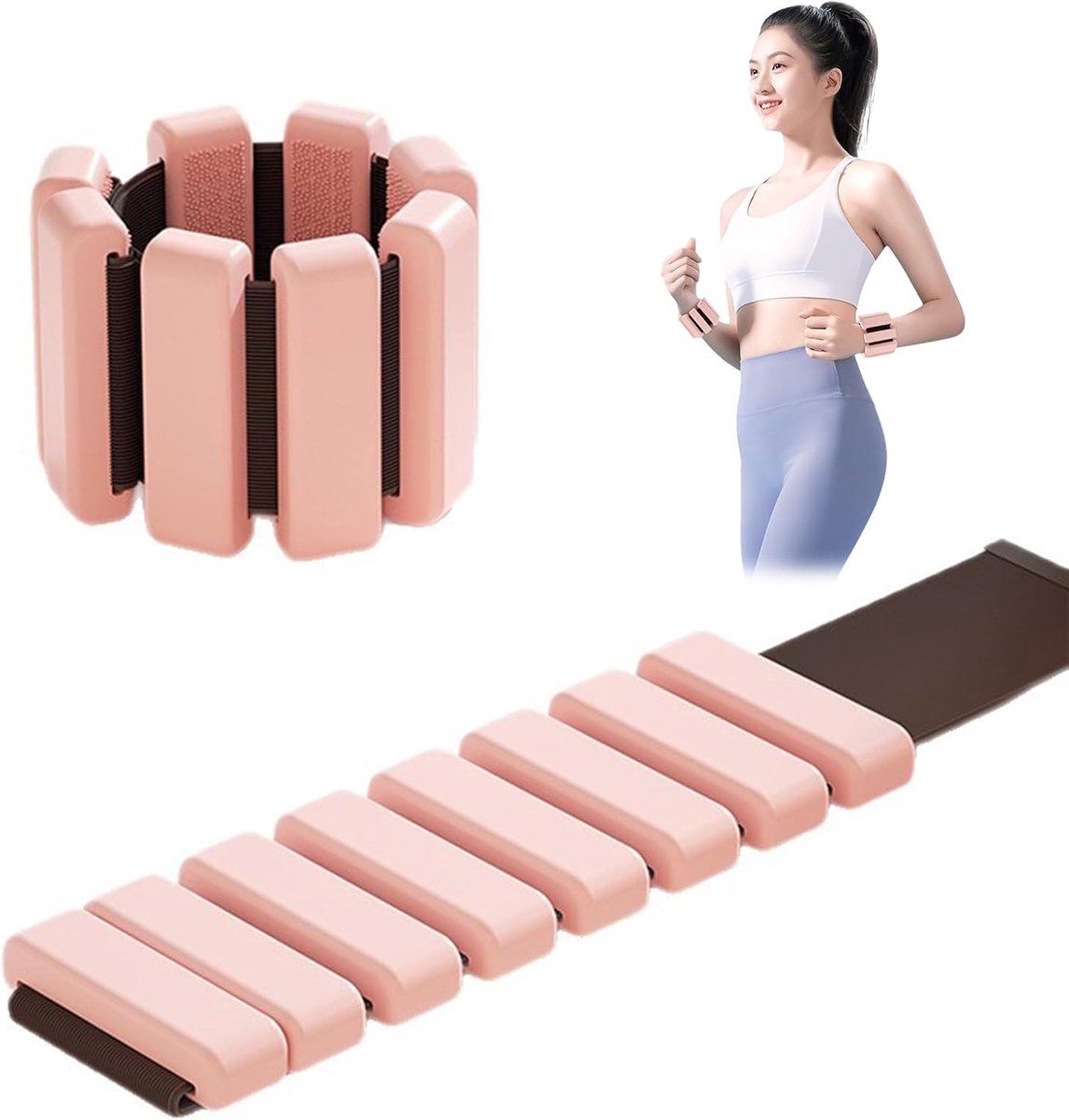 SnelShoppen - Verstelbare Enkelgewichten en Polsgewichten Set voor Yoga, Dans, Pilates, Cardio, Aerobics, Hiking, Jogging - Roze Silicone - Voor Manne