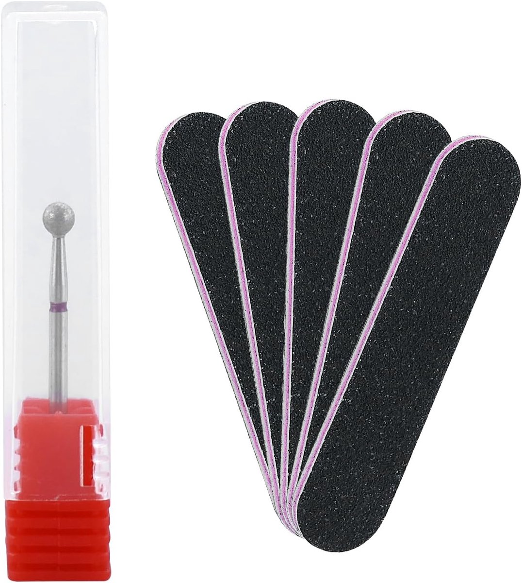 SnelShoppen - Professionele Ronde Nagel Cutter Bit Set met Bolvormige Snijkop en 5 EVA Vijl voor Manicure en Pedicure, Veilig voor Cuticle Verwijderin