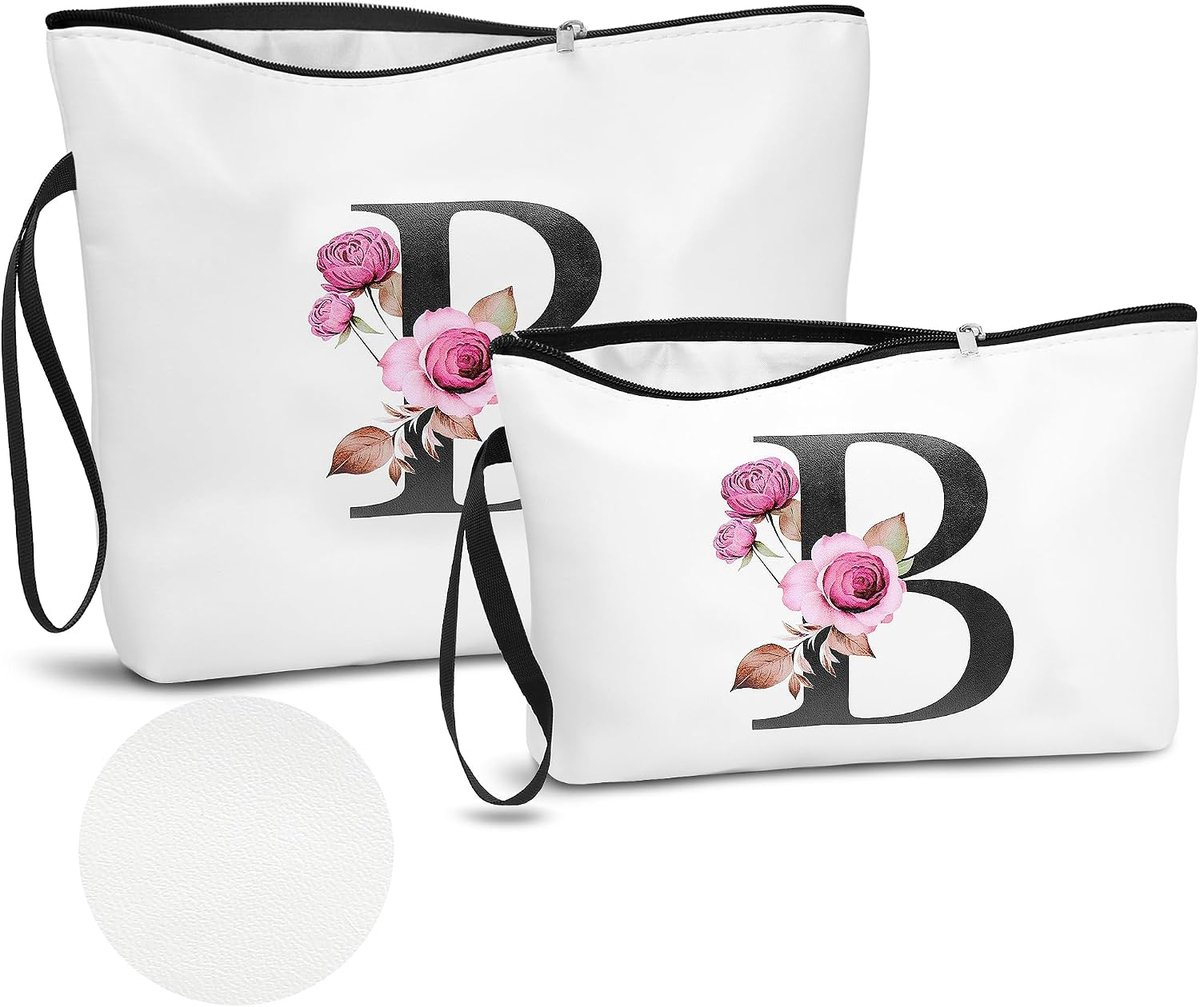 SnelShoppen - PU Leer A-Z Alfabet Toilettas voor Dames, 2 Stuks, Waterdichte Make-up Tas, Perfect als Origineel Cadeau voor Verjaardag, Modieus en Duu