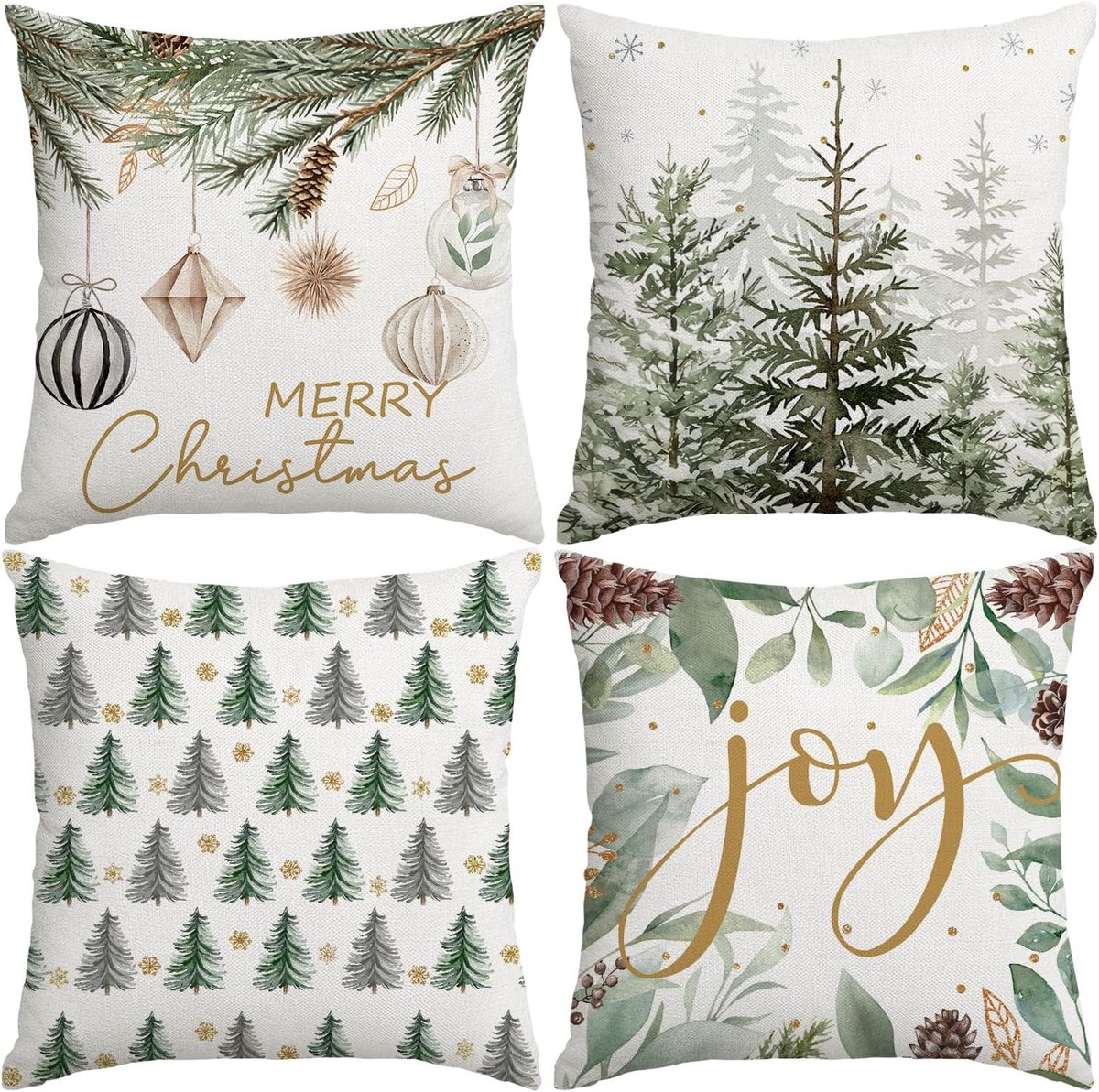 Kussenslopen 50x50cm - Set van 4 kerstballen - 100% natuurlijke pluche - Perfect voor feestelijke decoratie - ShopVlot