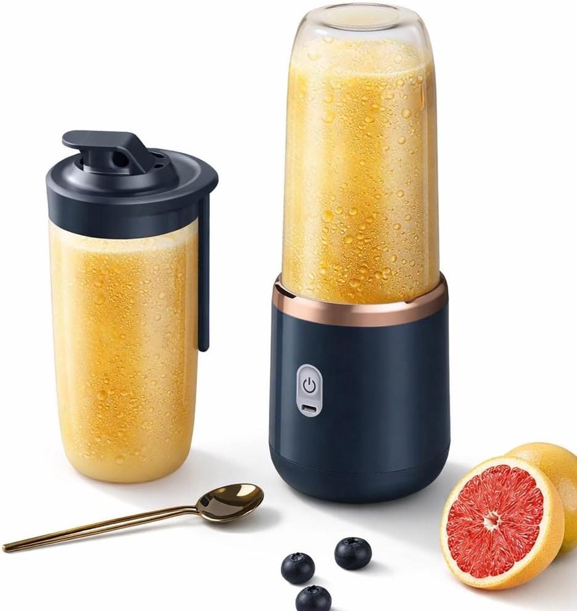 Draagbare Blender - Reis Blender - Verse Drankjes Maken - 6 Krachtige Messen - 400 Ml Capaciteit - Blauw