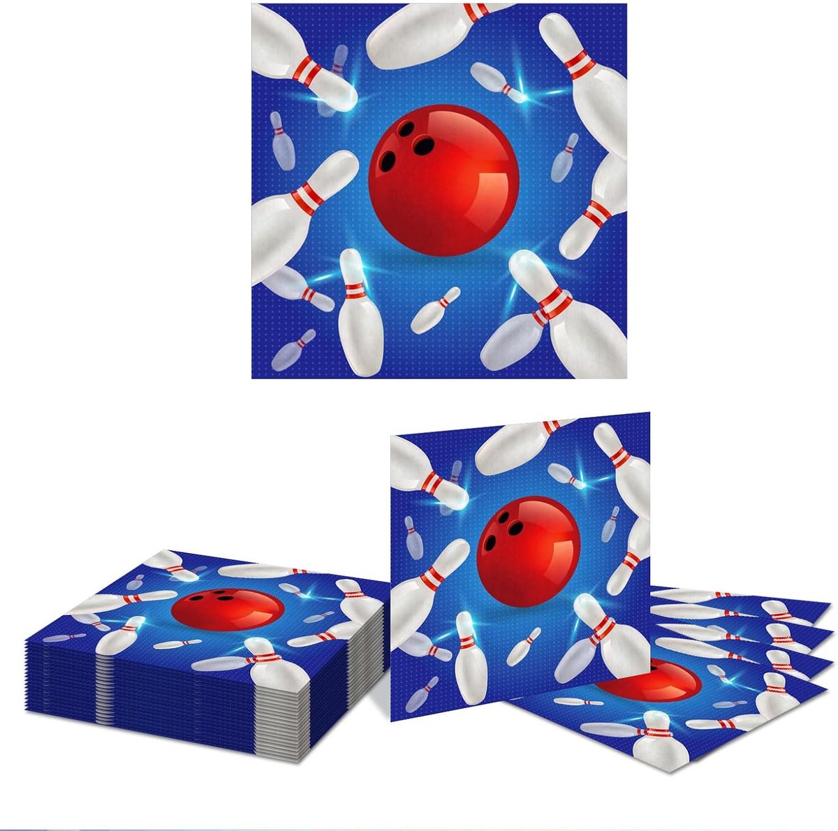 Papieren Servetten Bowling 20 Stuks - Feestthema - 16.5cm - Perfect voor Verjaardagsfeesten - ShopVlot
