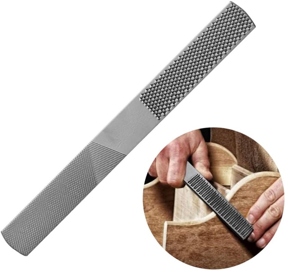 SnelShoppen - 4 in 1 Houten Vijl Set - Carbon Staal Half Ronde en Platte Vijl - Multifunctionele Handvijl voor Hout, Metaal, Plastic en Leer - Ideaal
