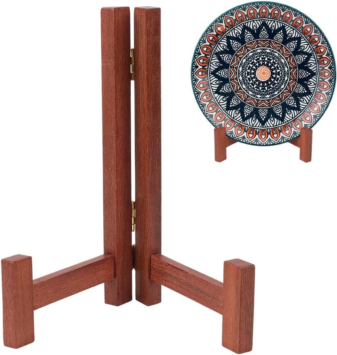 SnelShoppen - Houten Plaat Houder 1 Stuk 3.54x5.20x6.89 Inch Vouwbaar Rustiek Hout Tafelblad Foto Display Voor Borden Foto's Feest Keuken