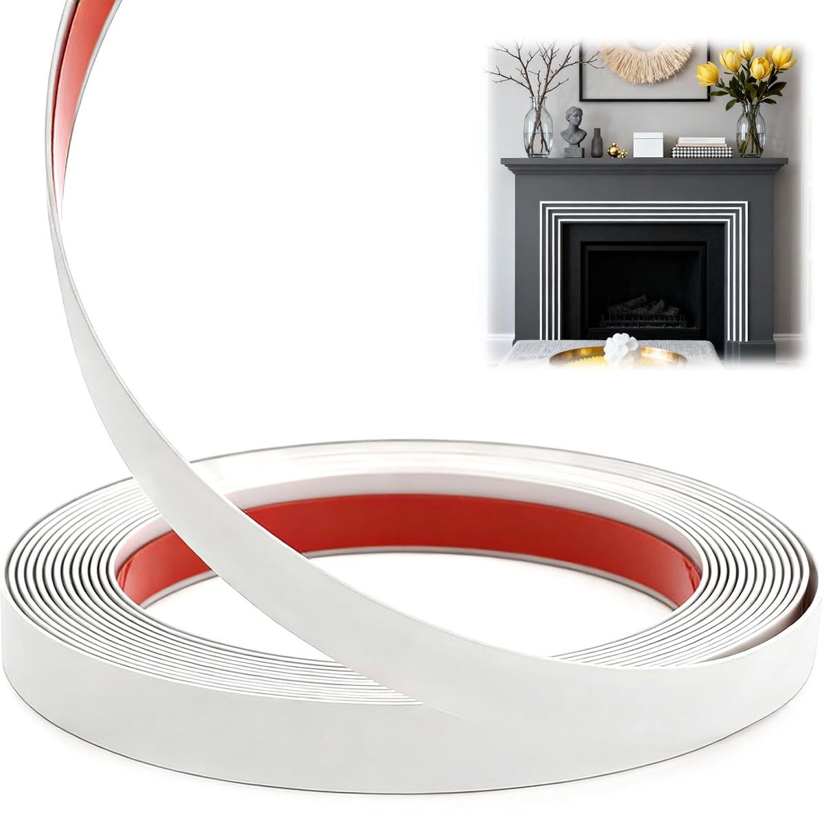SnelShoppen - Zelfklevende PVC Plafond- en Wandlijst 7m x 10mm Flexibel Wit - Decoratieve Moulding voor Keuken, Badkamer en Tegels - Waterdicht en Sch