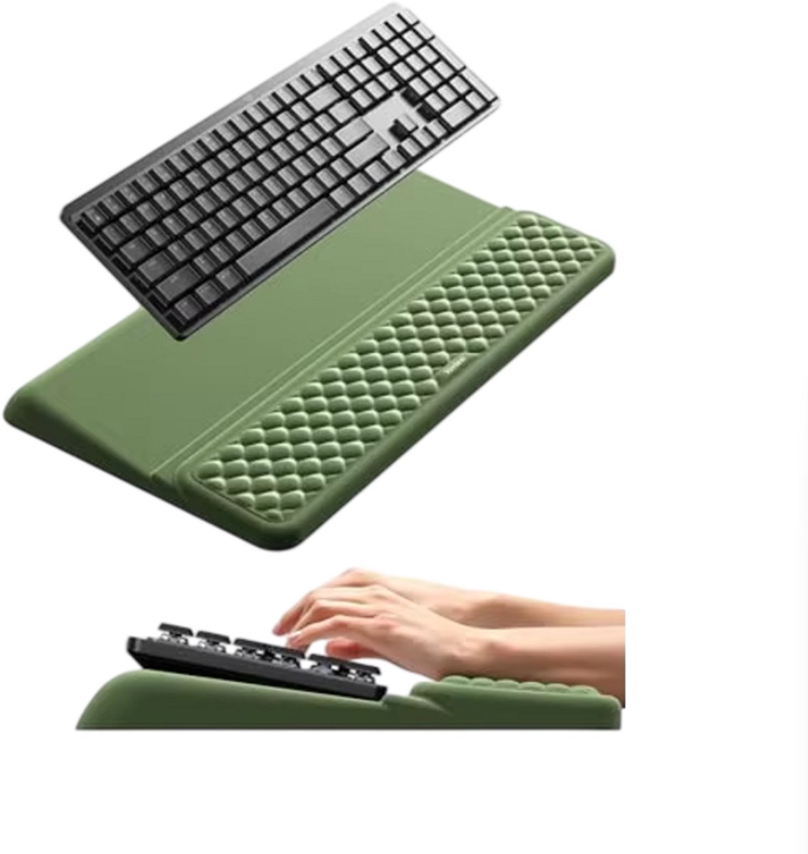 Ergonomische Toetsenbordstandaard met Polssteun – Toetsenbord Verhoger met Polssteun, Ergonomische Toetsenbord Steun voor PC, Laptop en Bureau - Groen