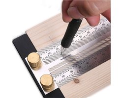 Nauwkeurige T-Rule RVS Markeerliniaal voor Houtbewerking, T-Square Gereedschap met Mechanische Potlood en Positionerings Gauge voor Precisie en Scribble (120mm)