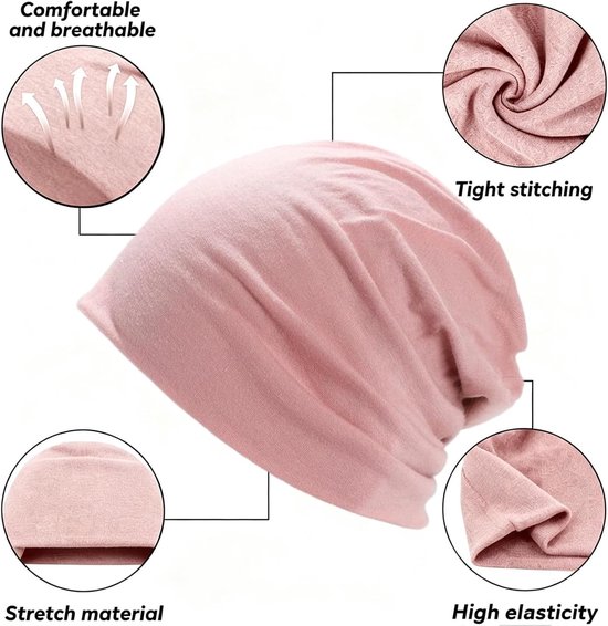 Roze beanie met details: comfortabel, ademend, strakke stiksels, rekbaar materiaal, hoge elasticiteit.