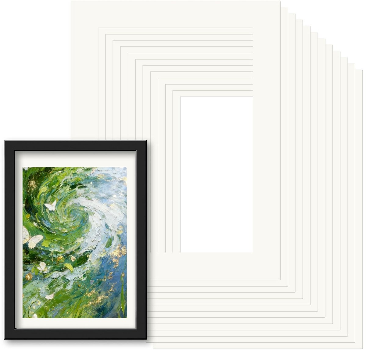 SnelShoppen - 12 Stuks Passe-Partout 30 × 40 cm Beige Karton voor Foto's, Kunst en Decoratie - Perfect voor Lijsten en Presentaties